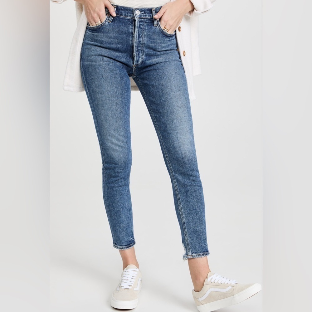 AGOLDE Nico High Rise Slim Foot Jean Straight Leg Betray Wash Size 25 Distressed